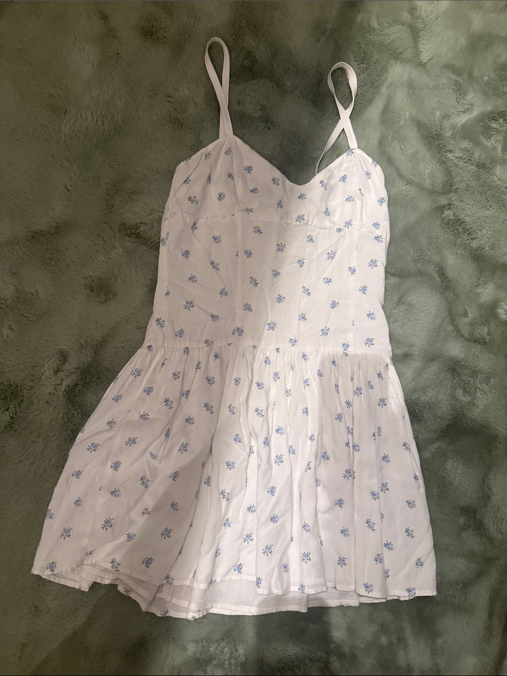 Princess Polly White Dress with Blue Floral Print